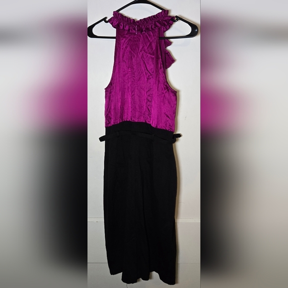 INC Magenta Stretch Silk Sleeveless Ruffle Top Dress w/Belt 10 - Picture 1 of 8